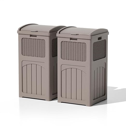Patiowell 36 Gallon Outdoor Trash Can, Resin Outdoor Garbage Can by Patiowell