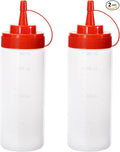 Squirt Bottles for Sauces Ketchup Bottles Squeeze, 2 Pack 12oz Condiment by Katfort
