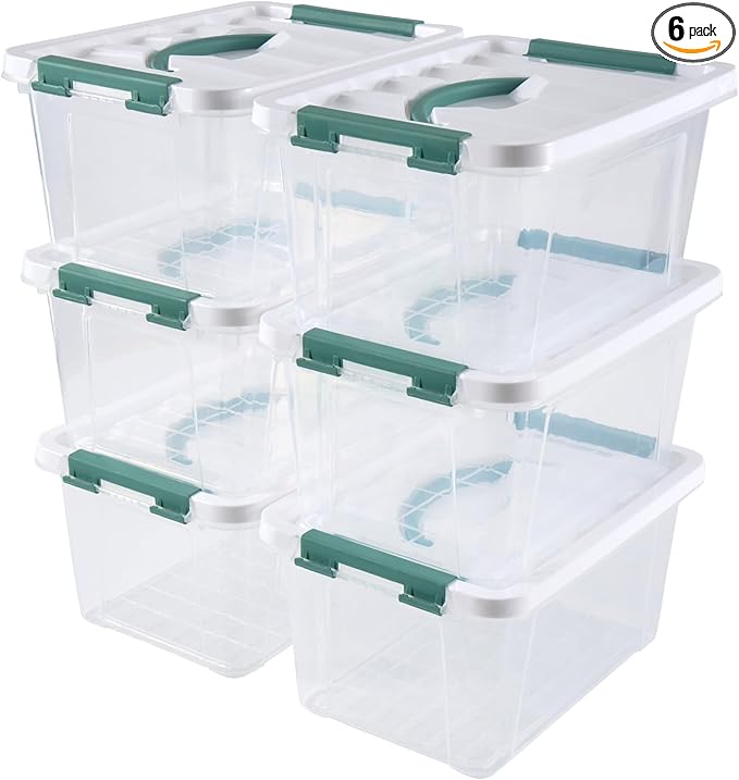 6 Quart Plastic Stackable Storage Latch Bins by Eslite