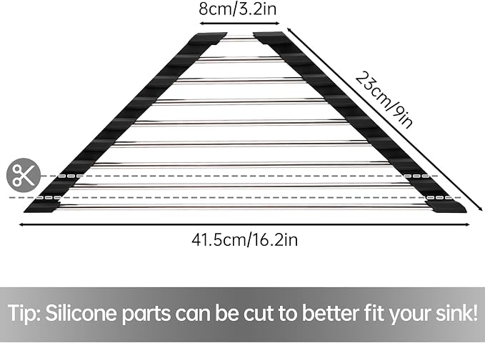 Tomorotec Foldable Stainless Steel Triangle Roll-Up Dish Drying Rack - Image 4