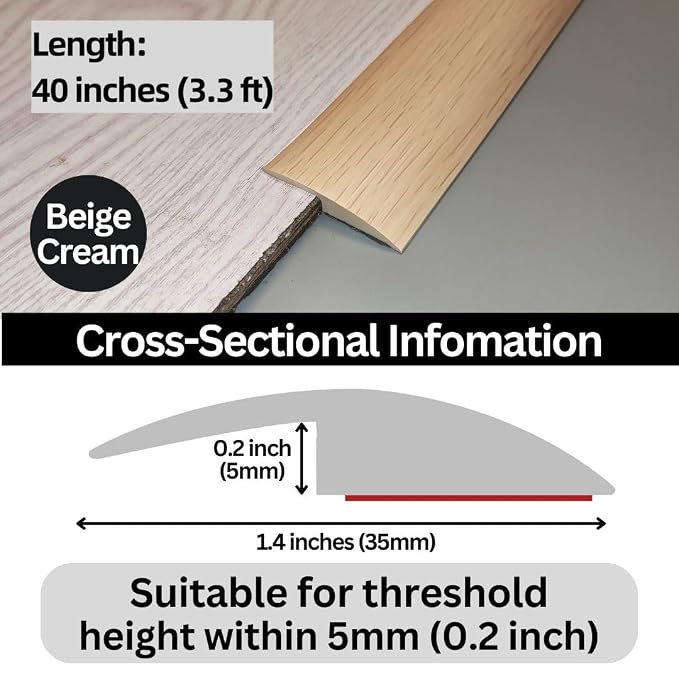 1/5 inch Height Floor Transition Strip, Self Adhesive Carpet Wood Tile Vinyl - Image 5
