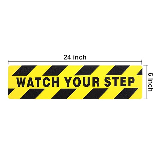 Boao 24 Pieces Watch Your Step Stickers Sign 6 x 24 Inch Caution Watch Your - Image 2