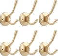 Gold Wall Hooks, 6 Pack Coat Robe Hook Heavy Duty Metal Double Bath Hook Wall by TOFIIGREM