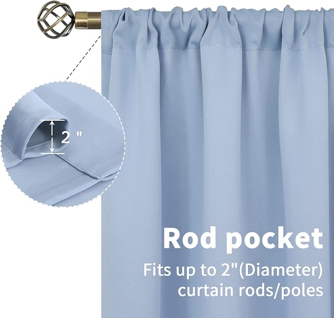 BGment Baby Blue Room Darkening Curtains - Image 3
