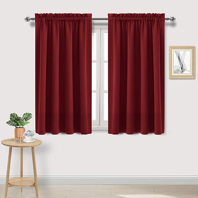 DWCN Christmas Burgundy Room Darkening Blackout Curtains by DWCN