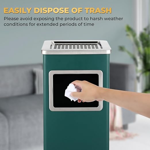 Trash Can Outdoor Waste Container Square Stainless Steel Trash Can - Image 6