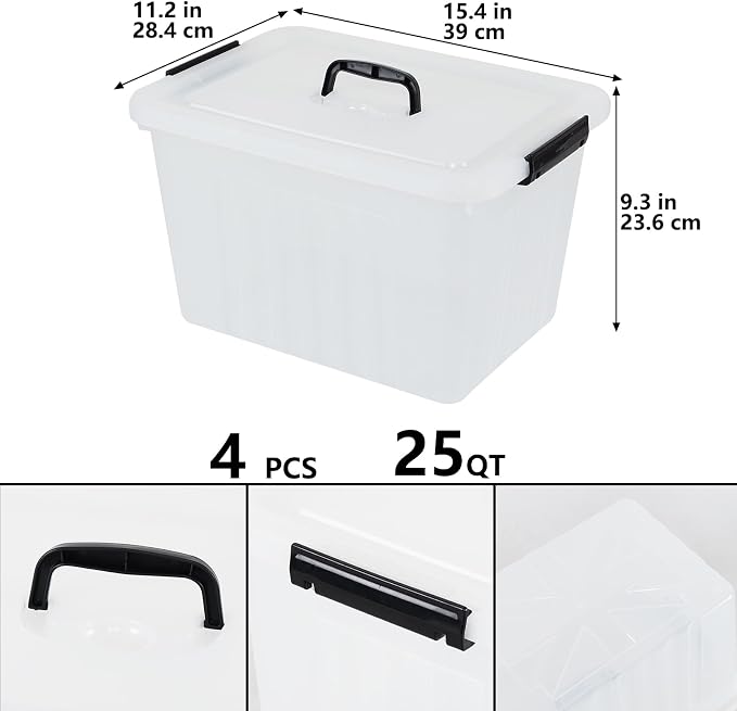 Zopnny 25 Quart Clear Storage Bin - Image 2
