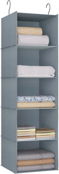 Hanging Closet Organizer 5-Shelf, Easy Mount Foldable Wardrobe Storage Shelves by DonYeco