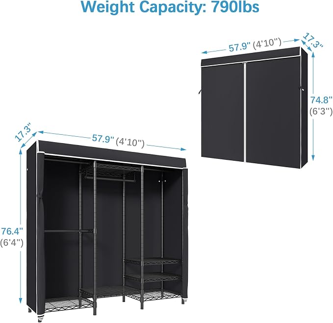 VIPEK V5C Covered Clothes Rack Heavy Duty Portable Closet Wardrobe, - Image 6