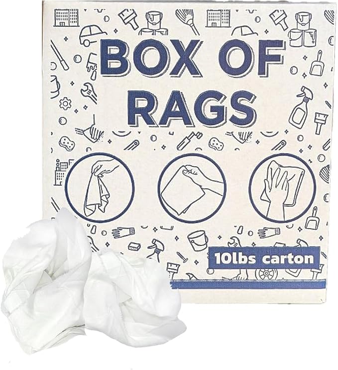 Recycled White Sheeting Cleaning Rags – Lint Free White Cotton Cloths - Image 2