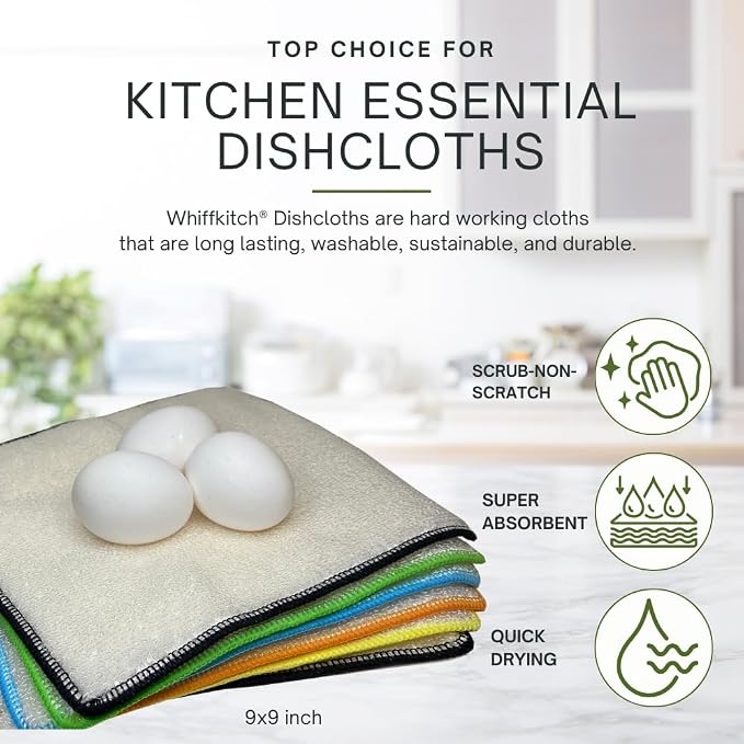 Whiffkitch Dishcloths Dishrags for Kitchen and Household Cleaning 9x9 6-Pack - Image 2