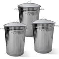 Plexon Round Trash Can 13 Gallon, Vintage Metal Outdoor Trash Can by Plexon
