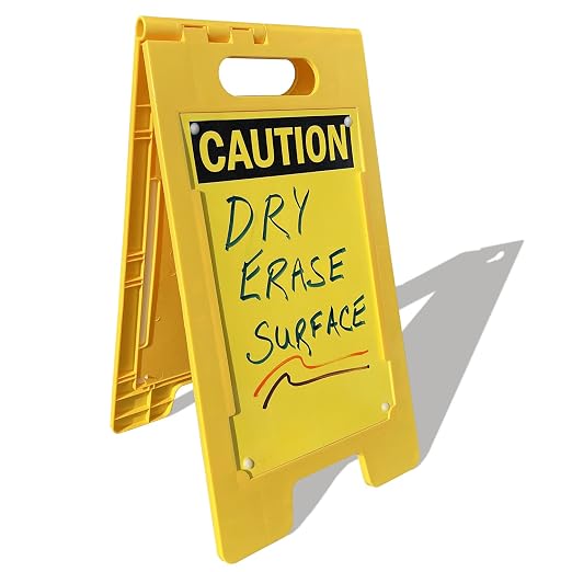 SmartSign - SF-0127-FB-25x12-DE Caution Blank Write-On Folding Floor Sign by SmartSign