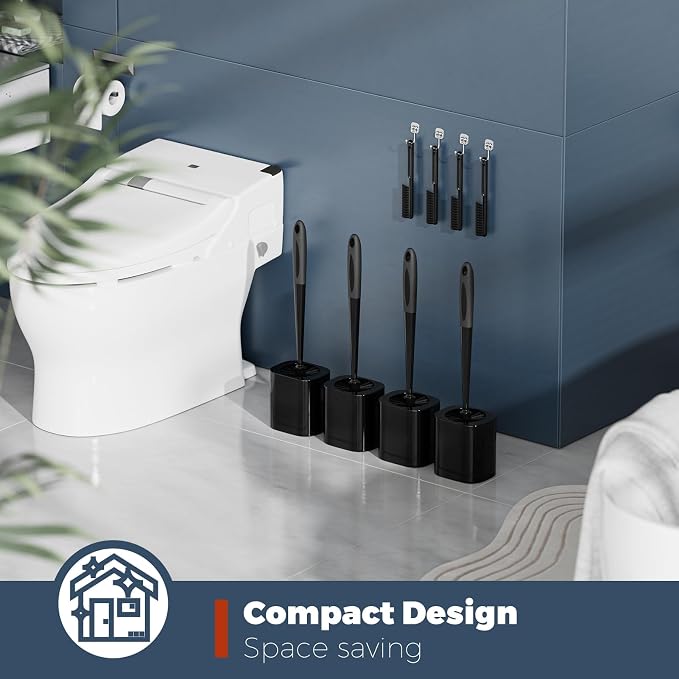 Toilet Brush, 4 Pack Toilet Brush and Holder Set Bathroom Accessories, Toilet - Image 7