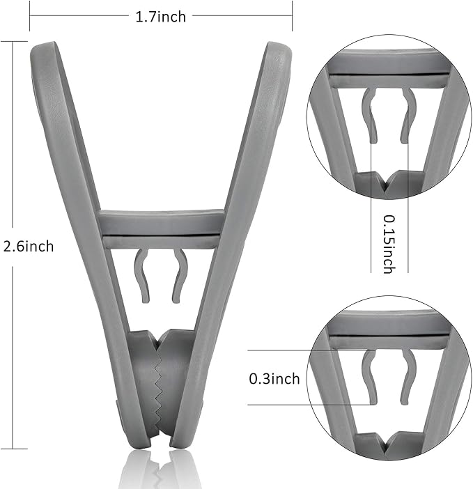 Tinfol 24pc Grey Plastic Hanger Clips, Strong Pinch Grip Finger Clips - Image 3