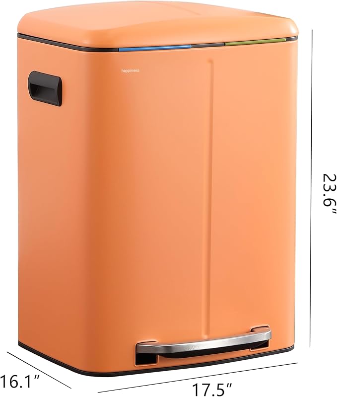 happimess HPM1005K Marco Rectangular 10.6-Gallon Double Bucket Trash Can - Image 4