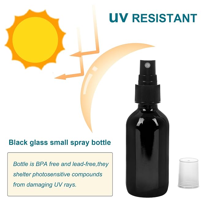 Black Glass Small Spray Bottle 2 oz 48 Packs, Fine Mist Sprayer Small Clear - Image 3