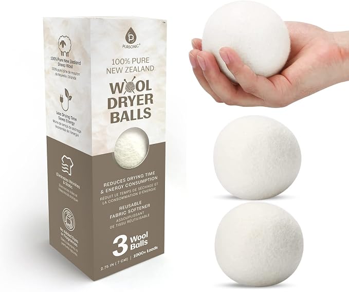 Pursonic Laundry Wool Dryer Balls – Reusable Dryer Balls Made from 100% Pure by Pursonic