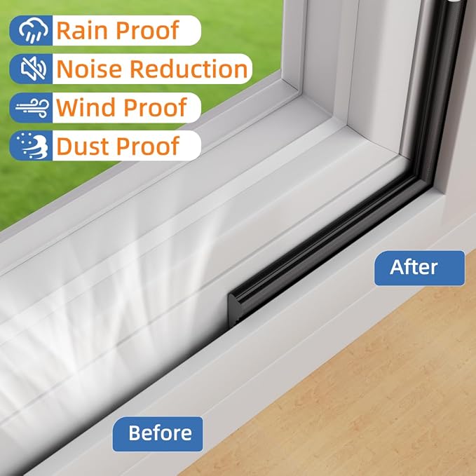Wedge-Shape Window Weather Stripping Door Frame Seal Strip 118” White, Upgrade - Image 6