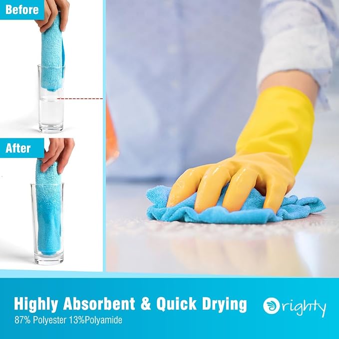 Orighty Cleaning Cloths 12x12 inch, Highly Absorbent Microfiber Cleaning - Image 3