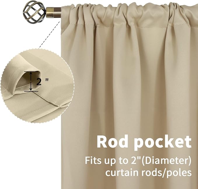 BGment Beige Blackout Curtains 36 Inches Length - Image 5