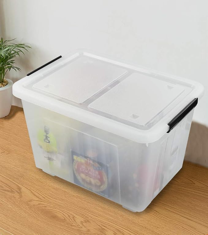 Asking 4-Pack Clear Large 50 L Plastic Storage Boxes, Plastic Storage Bins - Image 6
