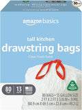 Amazon Basics 13 Gallon Tall Kitchen Drawstring Trash Bags, Clean Fresh Scent by AmazonBasics