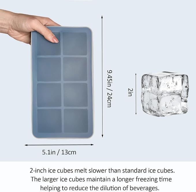 2 Pack Silicone 2 Inch Large Ice Cube Molds - Image 3