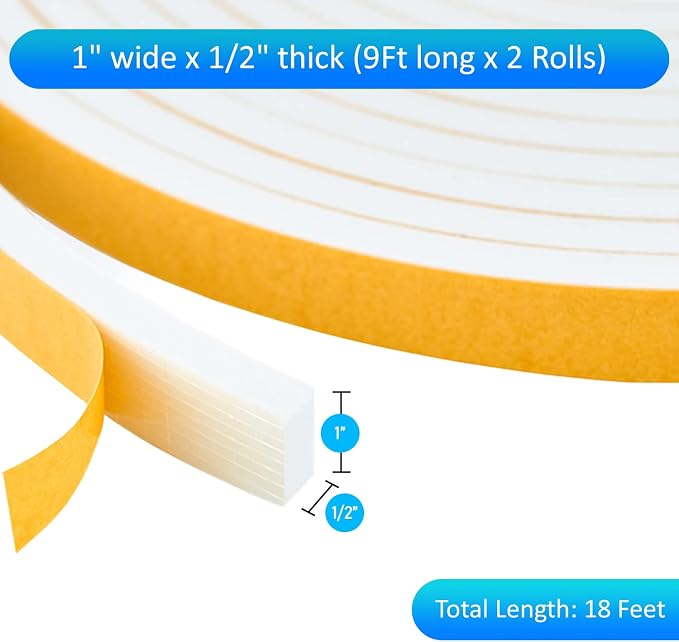 High Density Foam Weather Stripping Door Seal Strip Insulation Tape Roll - Image 2