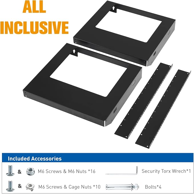 12U Wall Mount Rack Open Frame 19 Inch Server Equipment 2 Post Network Cabinet - Image 6