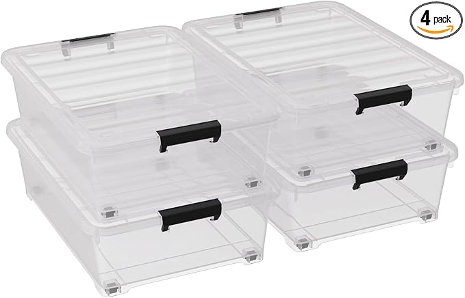 25 Quart Under Bed Clear Latch Bin by Uumitty
