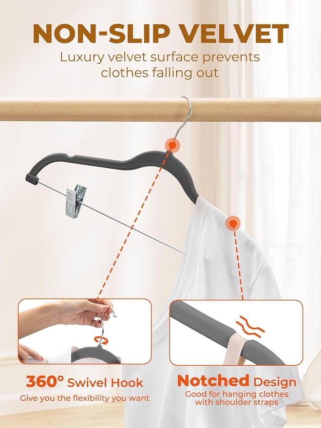 HOUSE DAY Velvet Skirt Hangers 12 Pack, Space Saving Slim Shorts Hanger - Image 7
