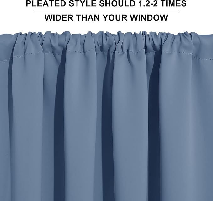 RYB HOME Small Curtains for Bathroom Windows, W 34 x L 36 inches, Stone Blue - Image 5