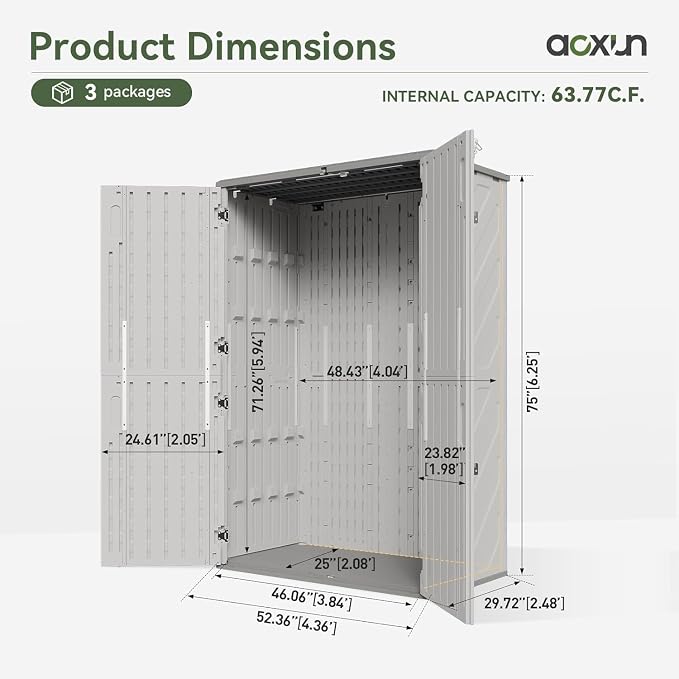 Aoxun 64 Cu.Ft Outdoor Storage Shed - Image 7