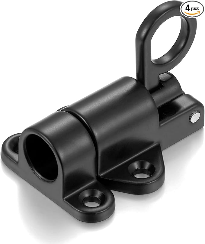 4 Packs Self-Closing Latches，Black Spring Door Lock，Resilient Bolt Latch by INIRET