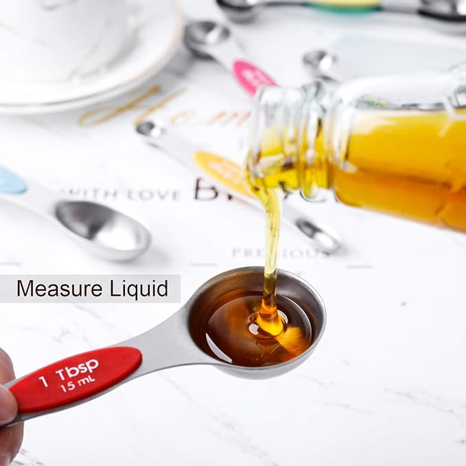 Magnetic Measuring Spoons Set Stainless Steel Stackable Dual Sided Teaspoons - Image 9