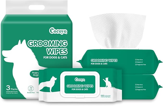 COCOYO Disposable Wet Wipes for Dogs & Cats I 300 Wipes for Cleaning and by COCOYO