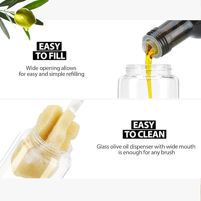 Aelga Olive Oil Dispenser - 14 OZ Glass Oil and Vinegar Dispenser Bottles Set - Image 3