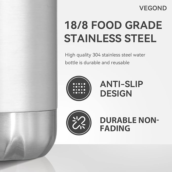 VEGOND 17oz Stainless Steel Water Bottles, Reusable Metal Sports Water Bottle - Image 4