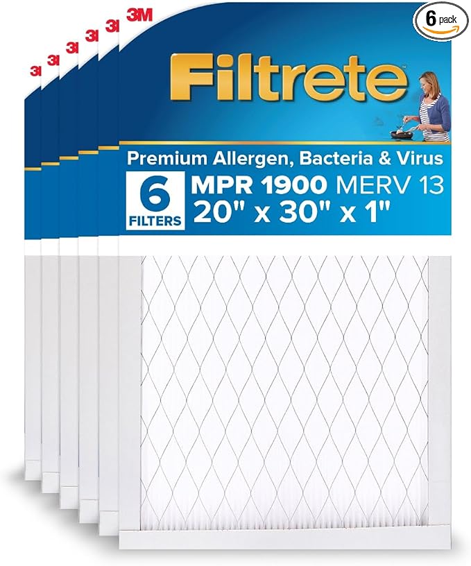 Filtrete 20x30x1 AC Furnace Air Filter, MERV 13, MPR 1900, Premium Allergen by Filtrete