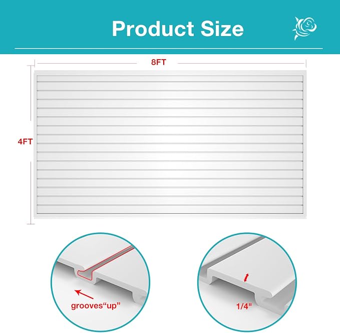 NeatiEase Slatwall Panel Wall Storage Systems, 4 x 8ft Slat Wall Paneling - Image 4