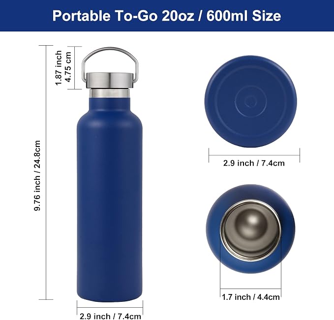 Neihepal 20 oz Insulated Water Bottles Bulk 4 Pack, Stainless Steel Double Wall - Image 5