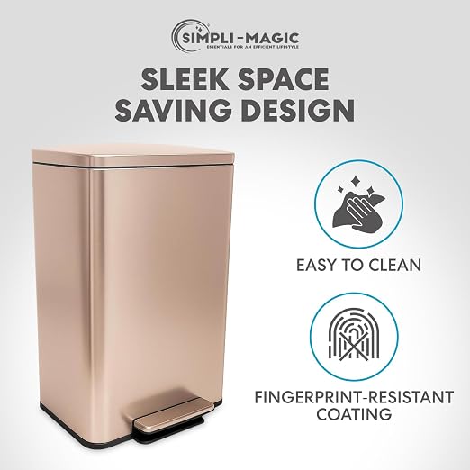 SIMPLI-MAGIC 13.2 Gallon Step Trash Can – Kitchen Garbage Can - Image 6