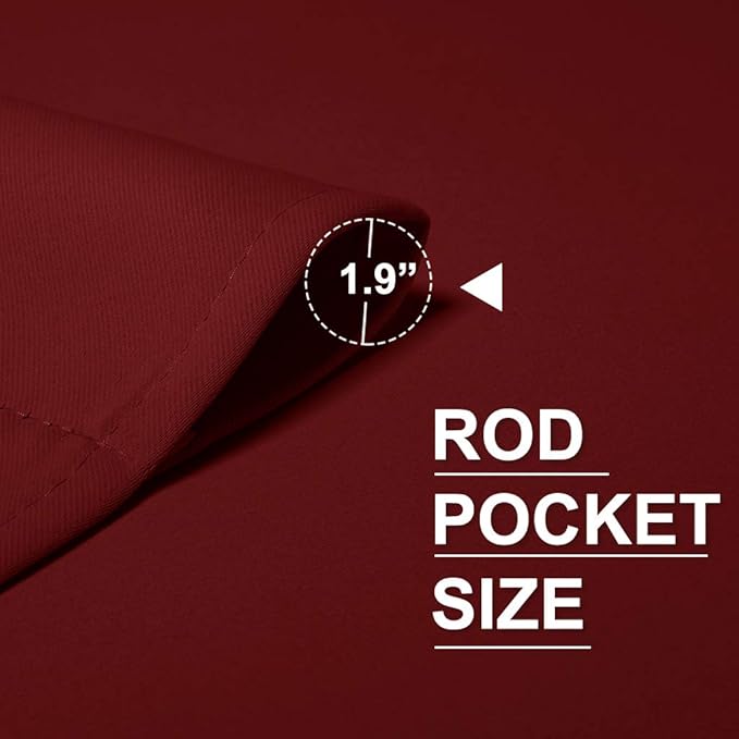 RYB HOME Curtains for Bedroom 63 inches Long, W 34 x L 63, Burgundy Red - Image 3