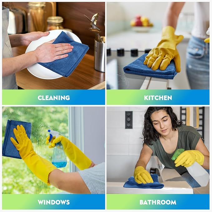 HOMEXCEL Microfiber Cleaning Cloth 12 Pack 12.5 x 12.5 inch Microfiber Towels - Image 6