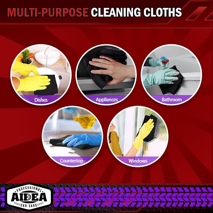 AIDEA Microfiber Cleaning Cloth Black 50PK, Microfiber Towels - Image 7