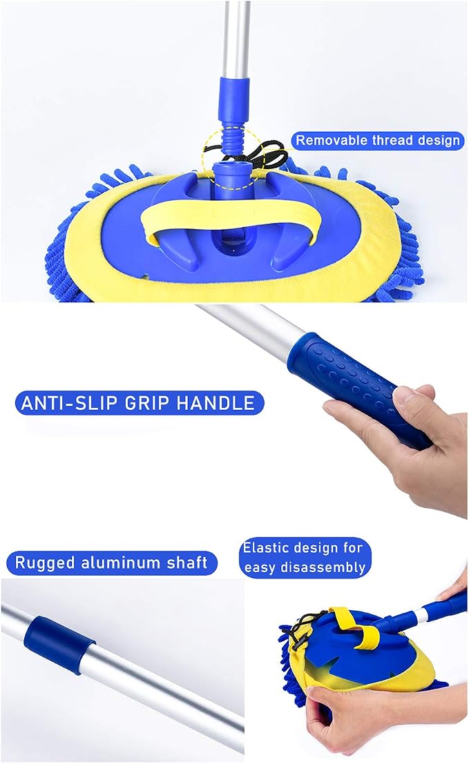 47" Car Wash Brush Kit Mitt Mop Sponge - Image 3
