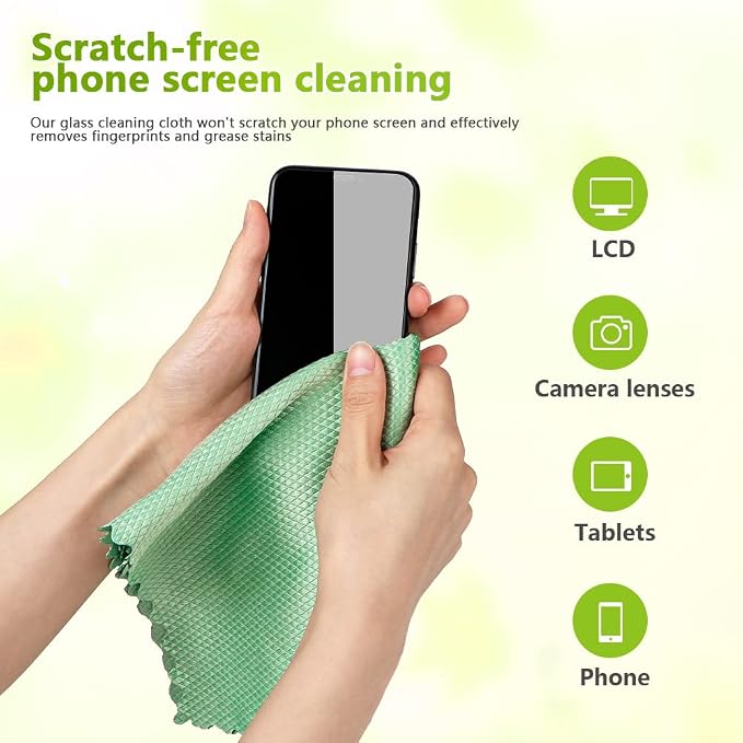 HOMEXCEL Microfiber Glass Cleaning Cloths-6PK, Stainless Steel, Premium - Image 5