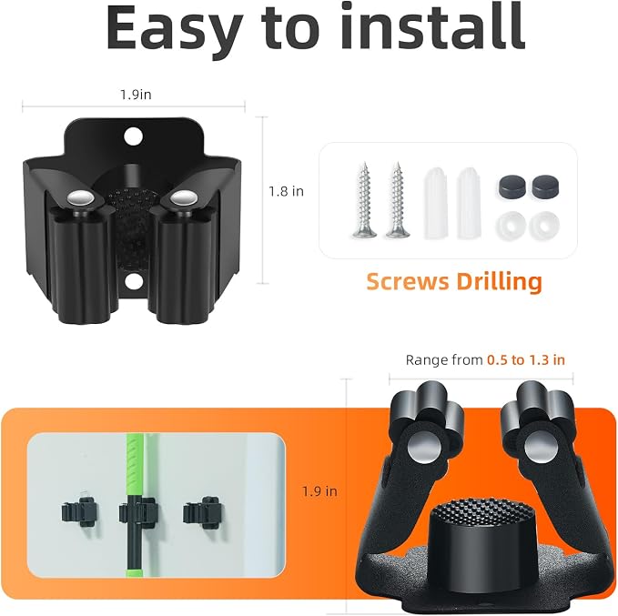 5 PCS Broom Holder Wall Mount, Upgraded Heavy Duty Mop and Broom Holder Wall - Image 5