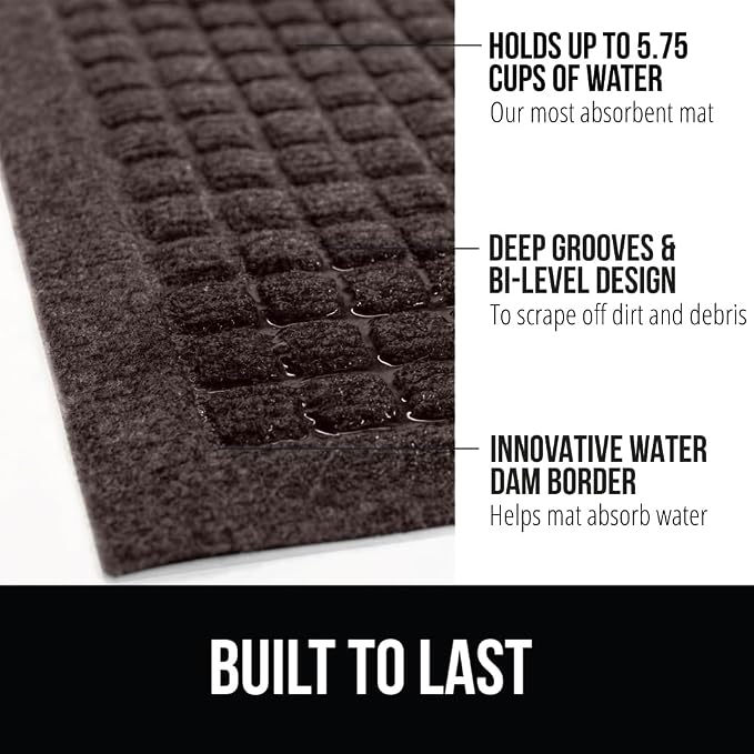 GORILLA GRIP Front Door Mat, Indoor Outdoor Ultra Absorbent HydroAbsorb Doormat - Image 3